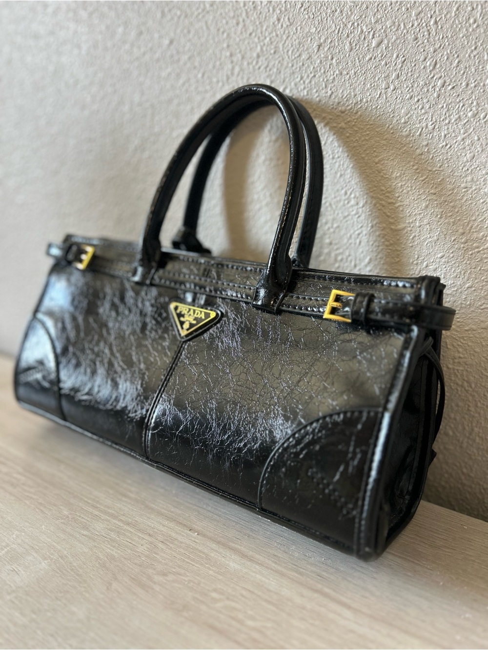 Prada Black Patent Leather Satchel with Gold Hardware - Picture 5 of 7